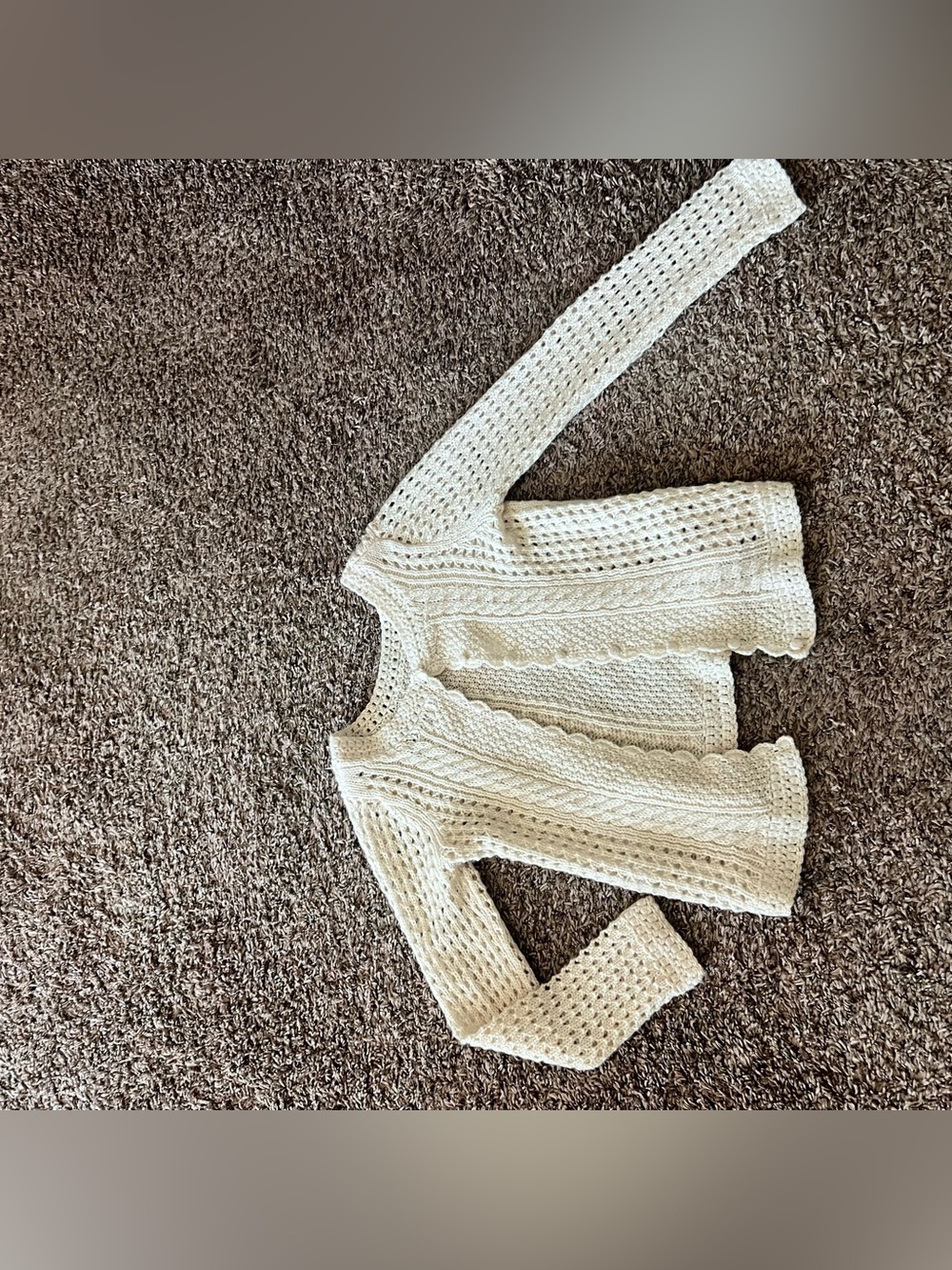 Lucky Brand Cream Chunky Open-Knit Sweater